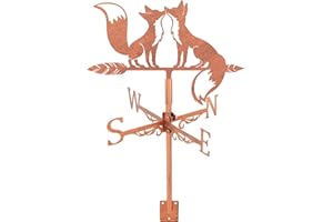 SUPERDANT Fox Weather Vane Animals Metal Weathervane Copper Red Foxes Wind Vanes Weathercock Decorative Wind Direction Vanes Signs for Farmhouse Outdoor Garden Lawn Roof Paddock Decoration