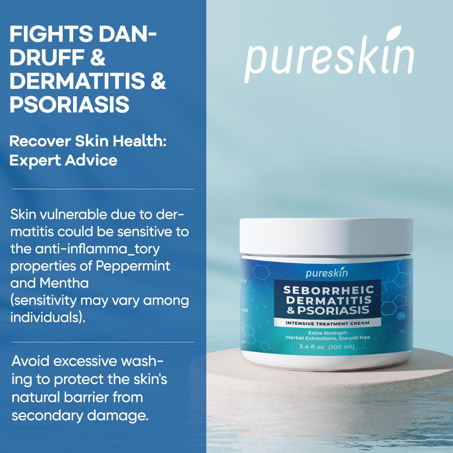 Seborrheic Dermatitis Psoriasis Cream: Antifungal Treatment - Traditional Herbal Infused - Relief for Flaking Irritated Scalp Skin - Steroids Free Lasting Result 3.4 Oz