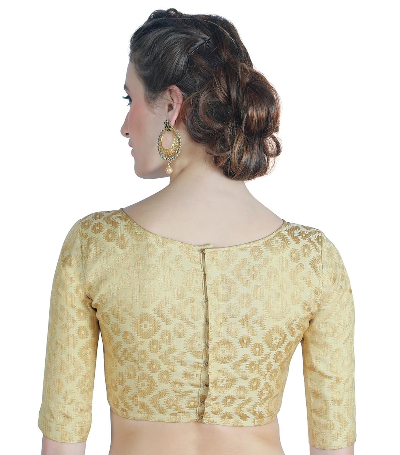 studio shringaar women's golden brocade saree blouse.