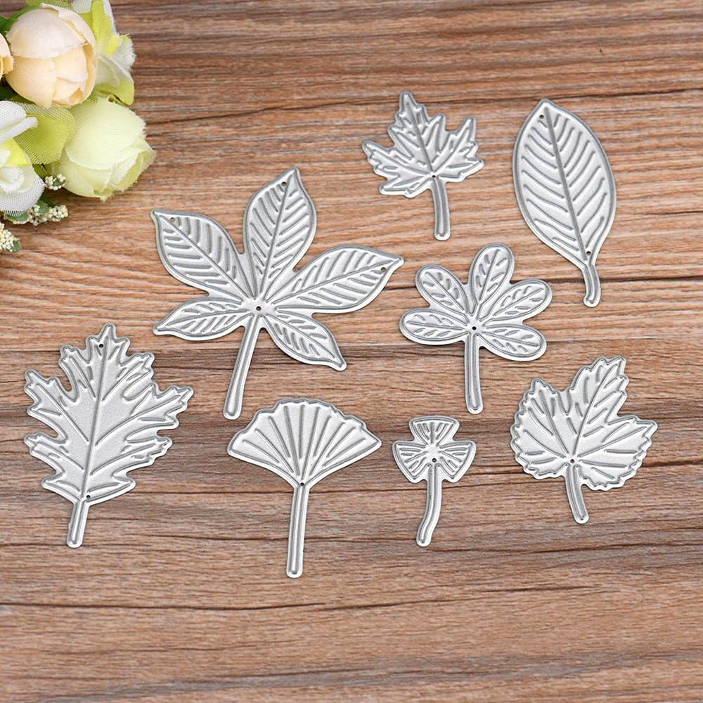 Riforla Carbon Steel Cutting Dies 8pcs Flowers Leaves Handmade DIY Stencils Template Embossing for Card Scrapbooking Craft (Flower016)