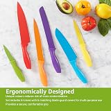 Amazon Basics 12-Piece Knife Set, Stainless Steel, Multicolor view 3