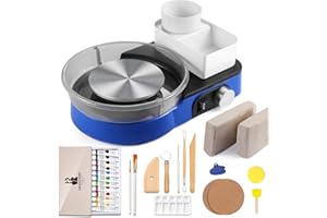 CATCRAFTER Pottery Wheel for Kids and Beginners - Complete Pottery Set for Kids with 6" Turntable, 2.2lb Clay, Art Supplies Sculpting Tools, Craft Gifts for Teens Kids Adults (Blue)