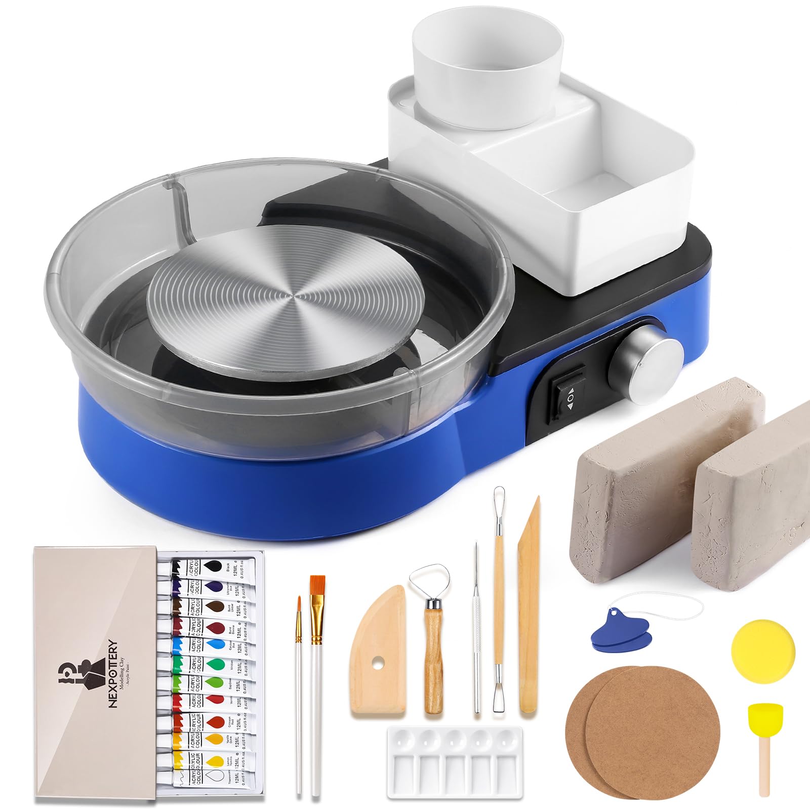 Photo 1 of Catcrafter Pottery Wheel for Kids Adult and Beginners - Complete Pottery Set for Teens with 6" Turntable, 2.2lb Clay, Art Supplies Sculpting Tools, Craft Gifts for Teens Adults (Blue)