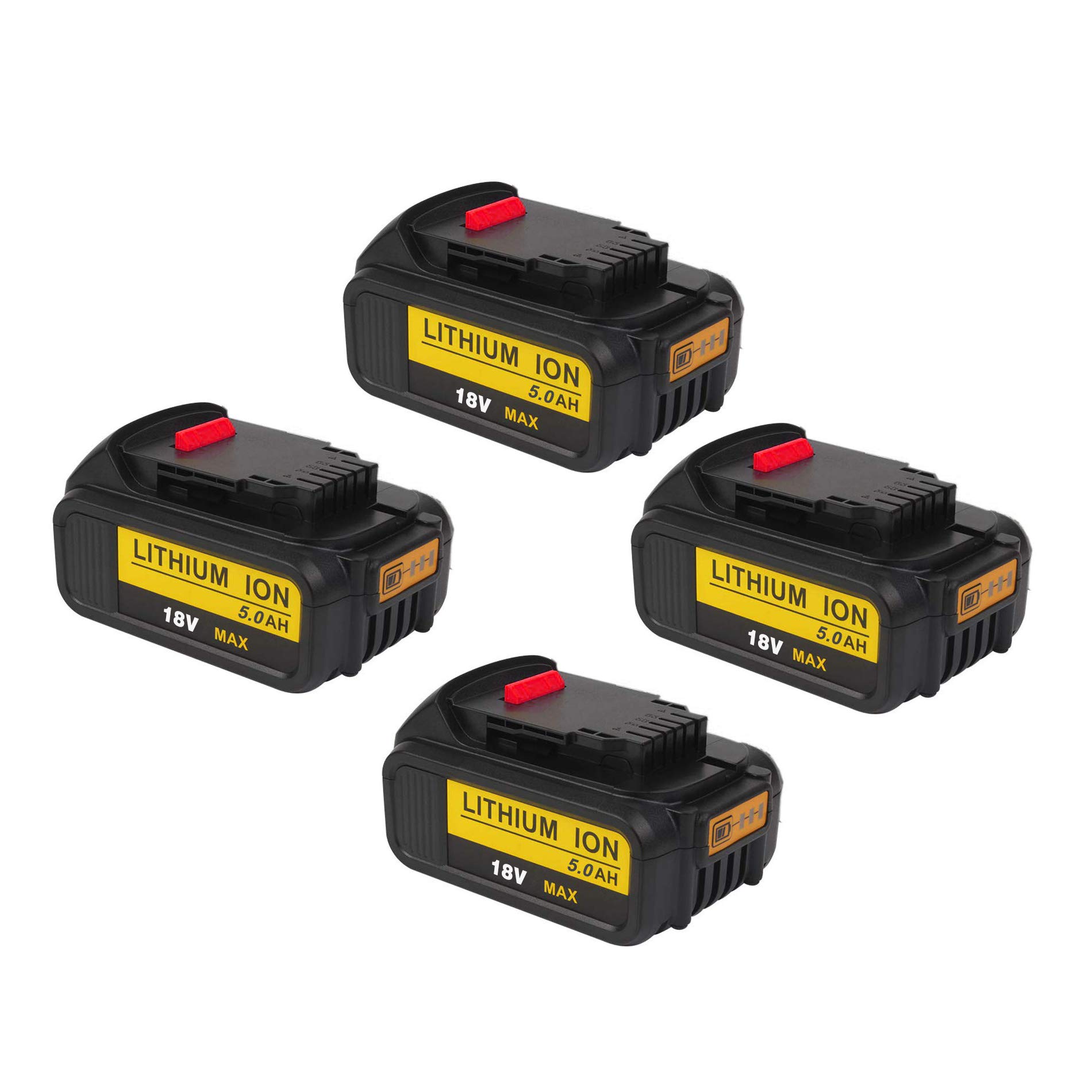 VANTTECH 4Pack DCB200 6.0Ah 18v/20v MAX Replacement Lithium ion Battery for Dewalt 18V 20V DCB184 DCB182 DCB180 DCB181 DCB182 DCB201 DCB203 DCB201-2 with LED Charger Indicator