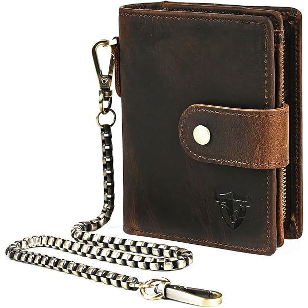 Amazon.com: Men's Chain Wallet Genuine Leather Bifold RFID
