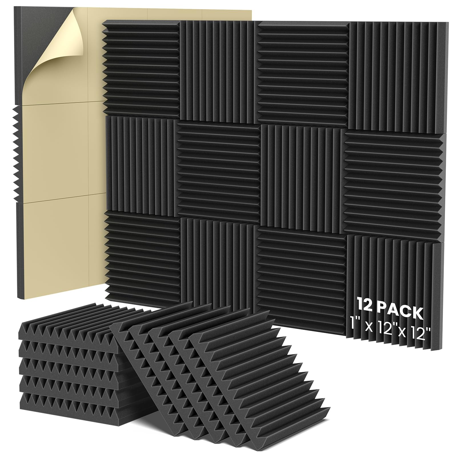 Mua 24 pack Acoustic Panels Self-Adhesive, 1" X 12" X 12" Quick ...
