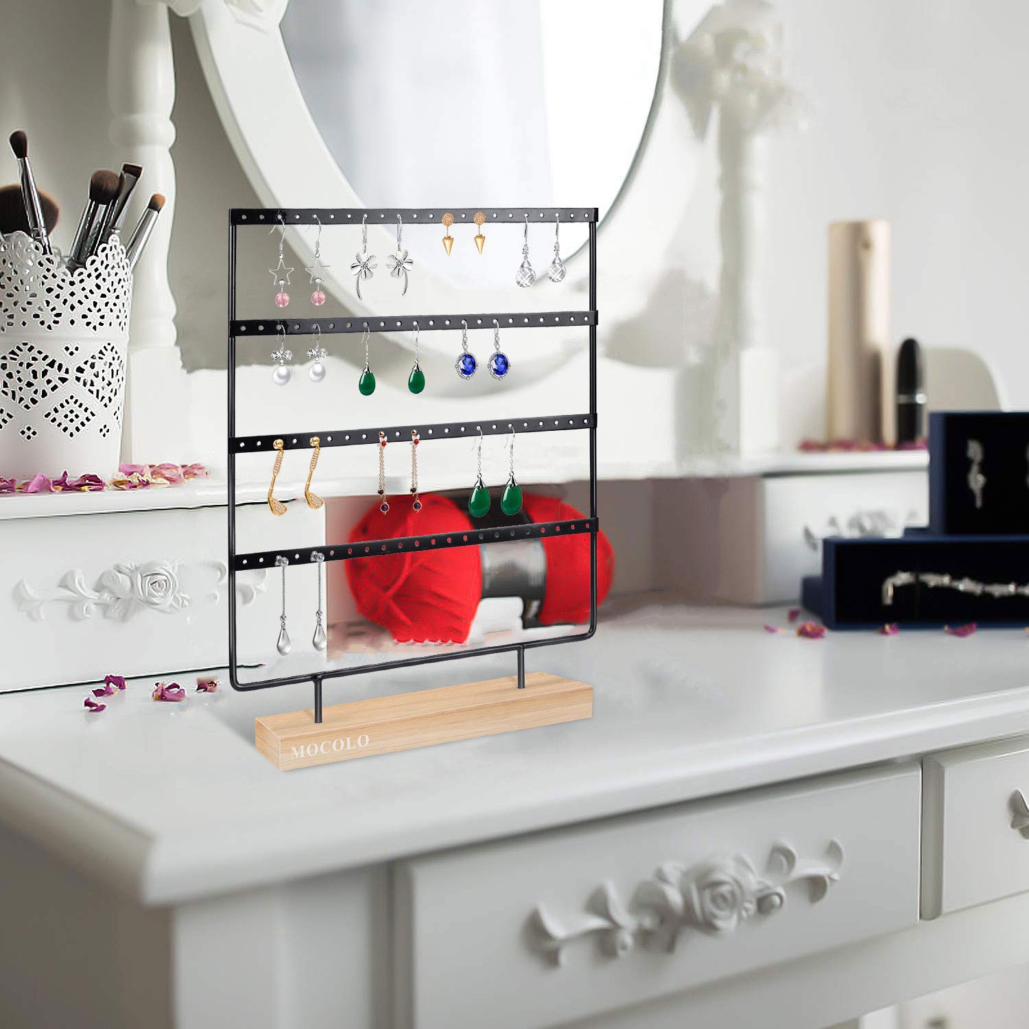 Earring Holder Stand, Earring Organizer Display Holder Stand for Hanging Earrings(88 Holes & 4 Layers)
