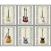 Guitar Wall Decor Poster Set - Musician Gifts for Jimi Hendrix, Eddie Van Halen, John Lennon, Jimmy Page, Eric Clapton, Music Fans - Home Decor, Wall Art, Print Set - 8x10