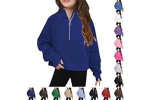 Itsame Half Zip Crop Sweatshirt For Girls Long Sleeve Pullover Tops Kids Lightweight Fleece Winter Clothes 5-13 Years
