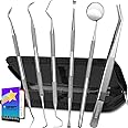 G.CATACC Dental Tools, Dental Pick Teeth Cleaning Tools, Dental Hygiene Kit, Plaque Remover for Teeth, Professional Stainless Steel Tooth Scraper Plaque Tartar Cleaner - with Case