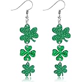Mintolex St Patrick’s Day Shamrock Earrings for Women Green Clover Drop Dangle Earrings Festive Acrylic St Patrick’s Day Jewelry Accessories