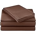 Waterbed Sheets Queen Size 100% Cotton 12 Inches -Deep Pockets- Attached Waterbed Sheet Set- 4 Piece - Hotel Luxury Bed - Extra Soft -Chcolate Solid Bed Sheets -Queen Waterbed Sheet