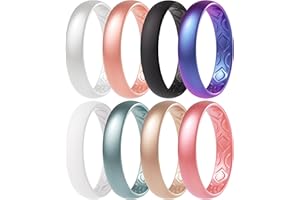 ThunderFit Women Breathable Silicone Promise Rings For Her Wedding Bands - 4mm Wide, 1.5mm Thick, Variety Multipack 1/2/3/4/8