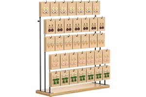 ORLESS Jewelry Display for Vendors, Earring Display Stand for Selling, Necklace Display Holder for Selling, Earring Cards Organizer for Bracelets, Rings, Jewelry Towers, Original Wood (35 Hooks)