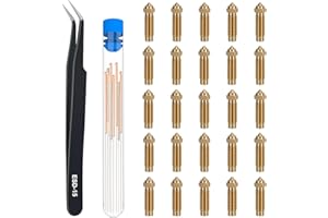 HIKUDIY 25PCS Brass Nozzles for Neptune 4 Max, 9PCS 0.4mm and 4PCS 0.2mm/0.6mm/0.8mm/1.0mm Extruder Hotend Nozzles Kit 3D Printer Accessories for Elegoo Neptune 4 Max, Neptune 4 Plus