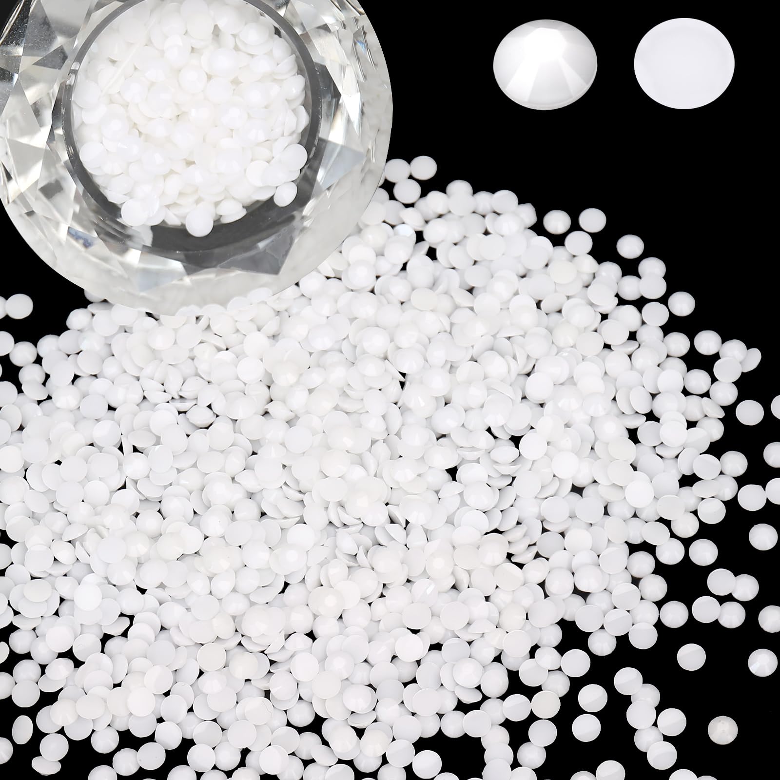 Photo 1 of Wholesale Bulk Bags 3000PCS 4mm Resin Flat Back Rhinestone, Solid White Round Non Hotfix Flatback Resin Rhinestones for Nails, Tumblers, DIY Deco Bling Embellishments, Loose Glitter Crystal Stone