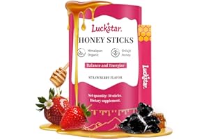 AUIXOPI Shilajit Honey Sticks for Women, Strawberry Honey, Natural Energy & Vitality Booster with Shatavari & Saffron for Hormonal Balance, Focus & Stamina - 30 Sticks