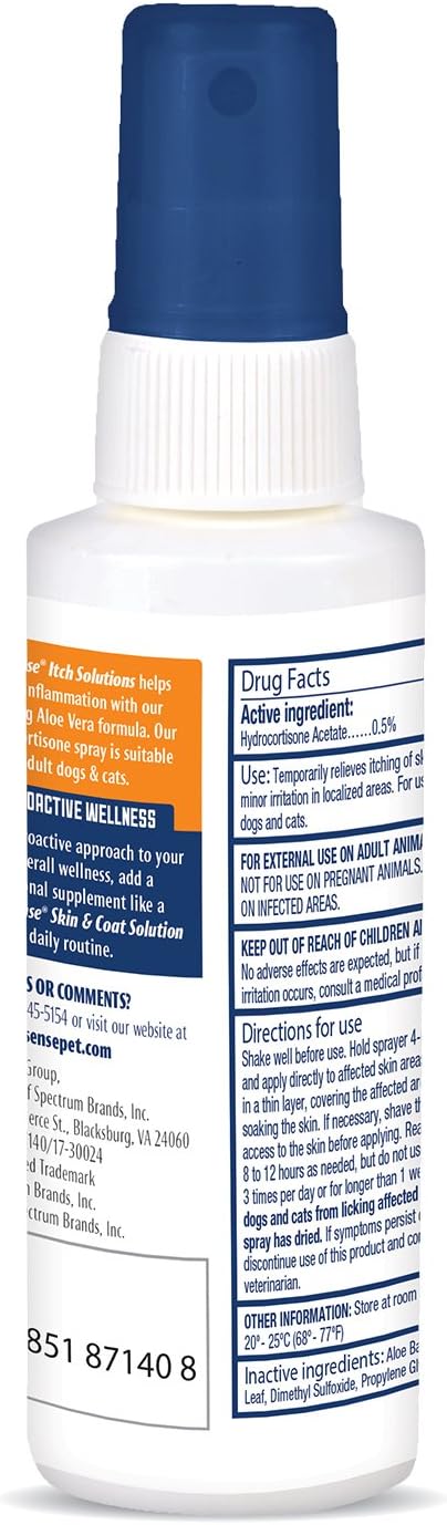 ProSense Itch Solutions Hydrocortisone Spray for Pets with Aloe : Pet Supplies