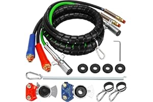 Autsurles Semi Truck Air Line Kit 12 FT 3 in 1 ABS Power Air Line Air Hose 7 Way with Gladhands Tender Spring Kit and Clamps for Semi Truck Tractor Trailer