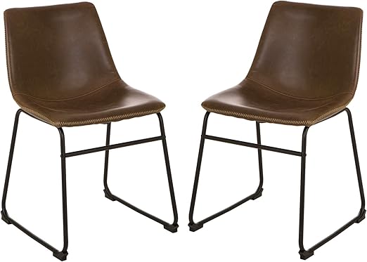 Amazon Com Glitzhome 2 Set Leather Barstools Brown Height Bar Stool Vintage Dining Chairs For Counter Or Kitchen Home Kitchen