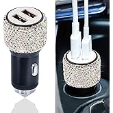 DWARFOO Dual USB Car Charger, 5V/2.4A Bling Car Charger, Fast Charge Dual Port USB Car Adapter, Compatible with All Chargers (AB)