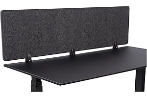 S STAND UP DESK STORE Stand Up Desk Store ReFocus Raw Clamp-On Acoustic Desk Divider Mounted Privacy Panel to Reduce Noise and Visual Distractions (Anthracite Gray, 59" x 16")
