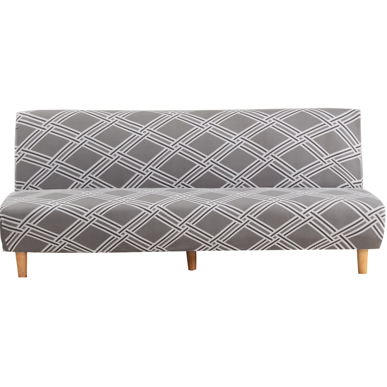 Mingfuxin Armless Sofa Bed Covers, Spandex Stretch Futon Slipcover Protector, Non-Slip Elastic Folding Couch Sofa Shield Fits for 2-3 Seater Folding Sofa Bed without Armrests (Printed # 4239)
