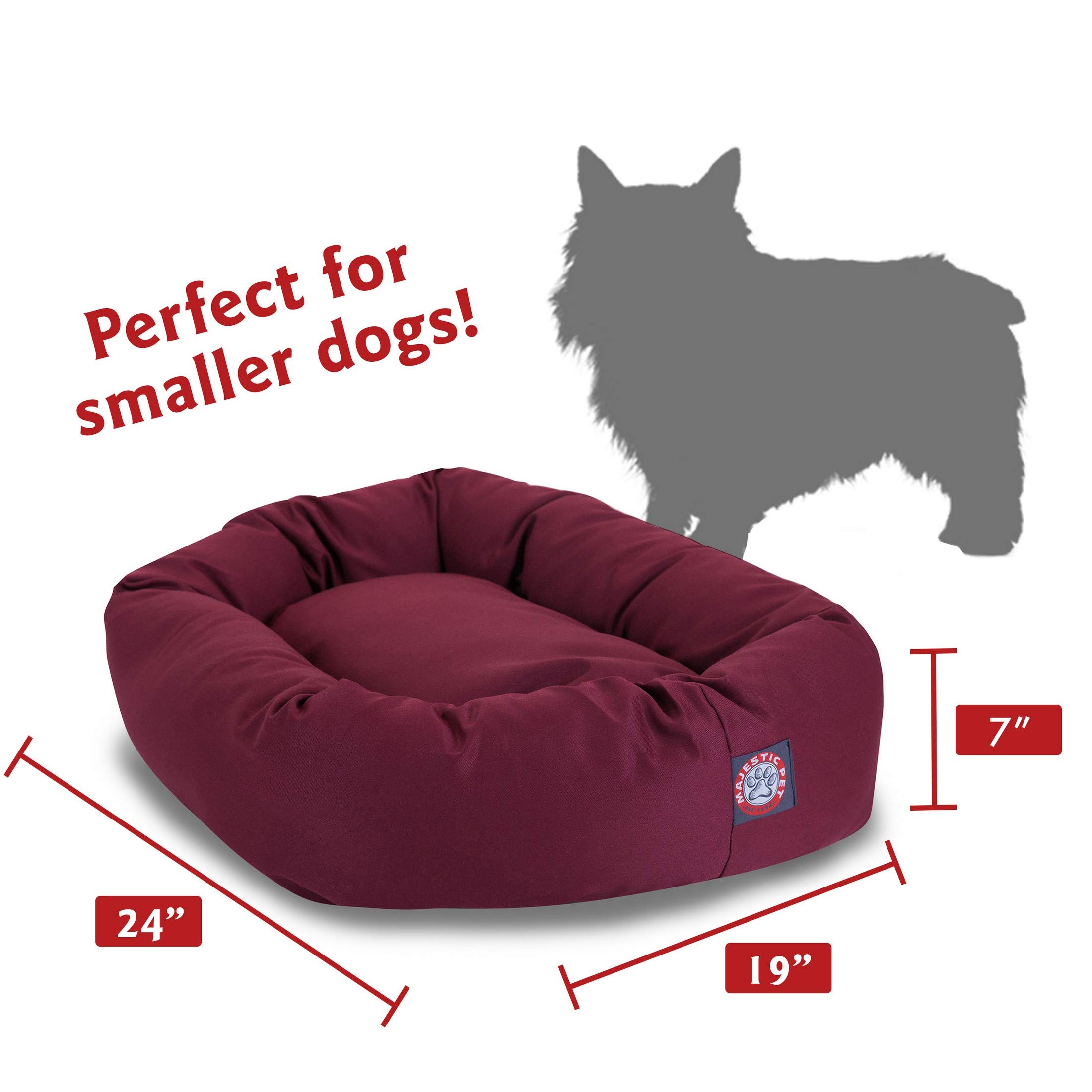 Majestic Pet PolyCotton Bagel Dog Bed for Dogs & Cats, Calming Round