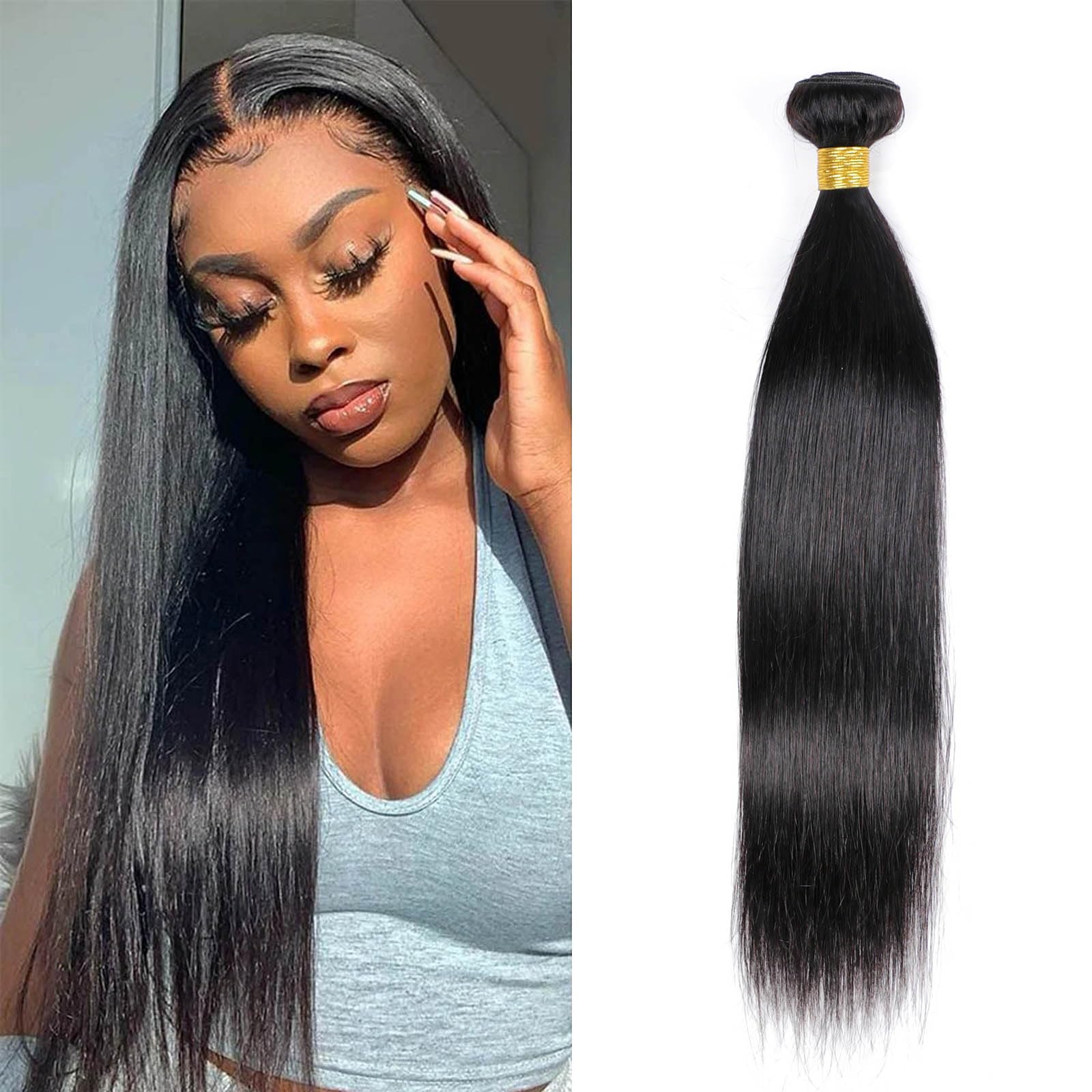 DaiMer 10A Human Hair Bundles - Silky Straight, 10 Inch, 100% Unprocessed Virgin Brazilian Hair for Black Women — image 1