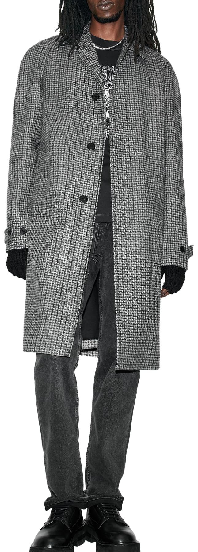 Photo 1 of ***PEOPLE SAY FIT IS NOT RIGHT*PLZ READ ENTIRE DESCRIPTION FOR MORE INFO***AllSaints Men's Goodman Coat, Multi Grey/Brown Size 44***ACROSS THE BACK FROM SLEEVE SEAM TO SLEEVE SEAM IS 19" *SLEEVE LENGTH   MEASURES 26" ***