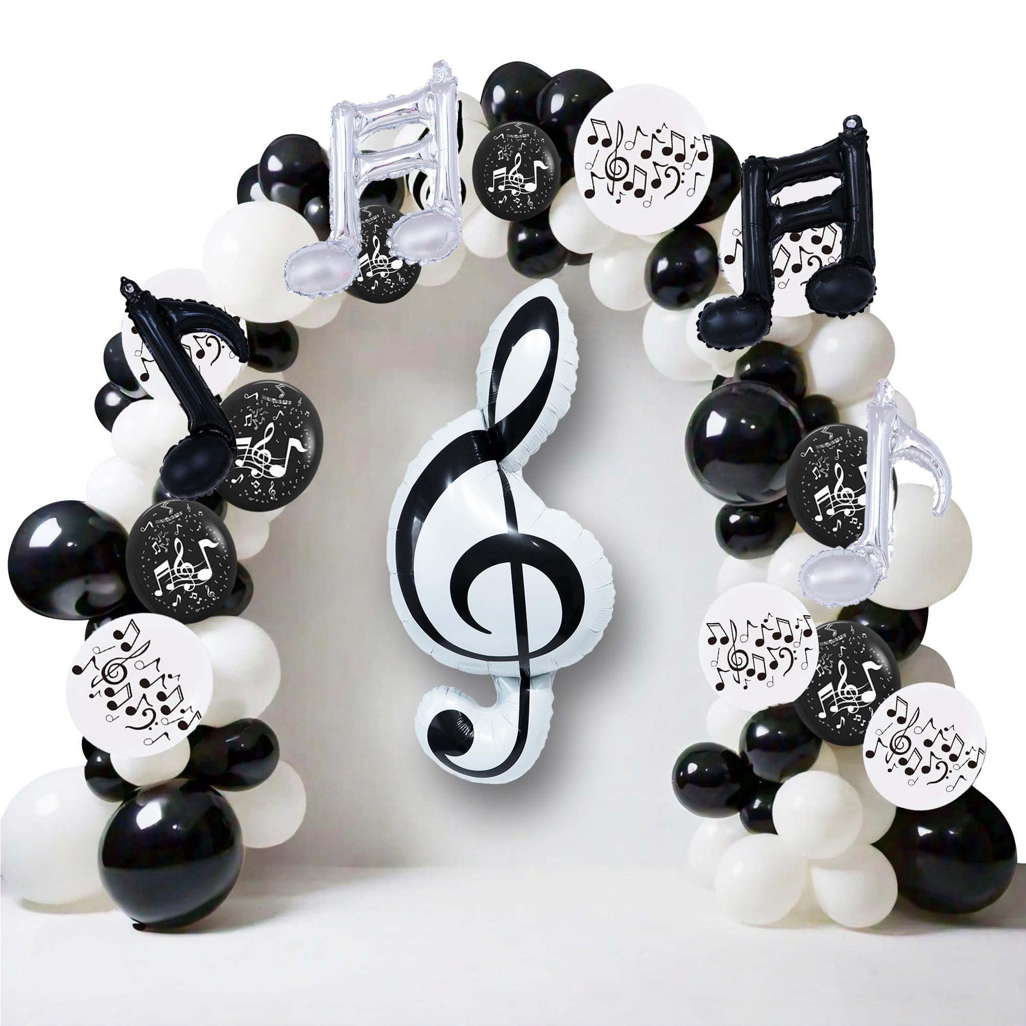 View 1 of 129pcs Music Balloons/Music Theme Party Decoration/Black and White Music Note Latex Balloon/Band Banquet Decorations/Globos Musicales