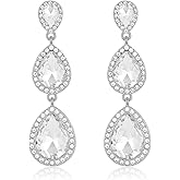 Vintage Rhinestone Teardrop Dangle Earrings Long Dangling Drop Earrings Crystal Chandelier Earrings for Women Wedding Bridal Prom