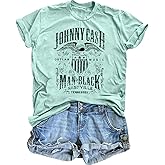 Women's Country Music Tshirt Vintage Concert Graphics Shirts Rock Band Tees Round Neck Short Sleeved Tops