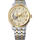 Seiko SSA464 Watch for Men - Presage Collection - Stainless Steel Case, Leather Strap, Elegant Design, Precision Timekeeping, Gold