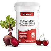Natener 36mg Iron Supplement with 500mg Beetroot, Quad Chelated Iron & Hemoglobin Peptide Synergistic - Enhanced Absorption without Gastrointestinal Side Effects*, Support Anemia, Hemoglobin*, 60 caps