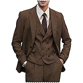 Mens Formal Tweed Wool 3 Piece Wedding Slim Fit Suit Prom Tuxedos Groomsmen