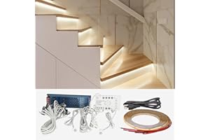 MALIIGAZA Motion Sensor LED Stair Light Kit with Main Wire for Easy Installation, Daylight Sensor LED Step Light Indoor COB LED Strip Lights (16 Stairs,3000K)