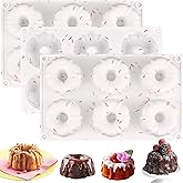 HUAKENER 3 Pcs Mini Fluted Cake Pan, 6-Cavity Fluted Tube Cake Pan, Non-stick Silicone Baking Mold for Cupcakes, Donuts, Muffins, Cornbread, Brownies, Jellies