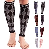 Doc Miller Calf Compression Sleeve for Women & Men, Footless 20-30mmHg Support for Shin Splints, Varicose Veins, Nurses, Running, Leg Pain Relief, Argyle Pattern, 1 Pair