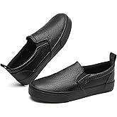 TUOPIN Womens Synthetic Leather Slip On Shoes,Padded Collar Slip on Sneakers for Women,Casual Loafers Walking Shoes