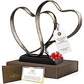 DCAPILLA Wedding Anniversary Couples Gift - Two Hearts and Cross Iron Sculpture, Heart Decoration Gift for Her and Him, 1st to 50th or 60th Anniversary, Includes Present Box and Poem Card