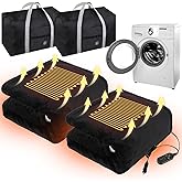 Glooglitter 2 Pcs 12v Washable Heated Car Blanket 3 Heat Levels Winter Electric Blanket 40 x60 Adjustable Plush Heat Throw Plug in Cigarette Lighter Socket with Storage Bag for Cold Weather (Black)
