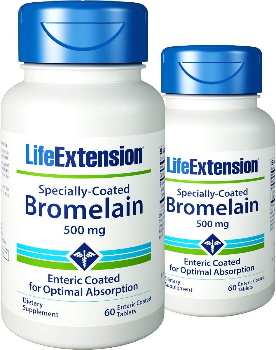 Life Extension Specially-Coated Bromelain, 60 Tablets (Pack of 2)