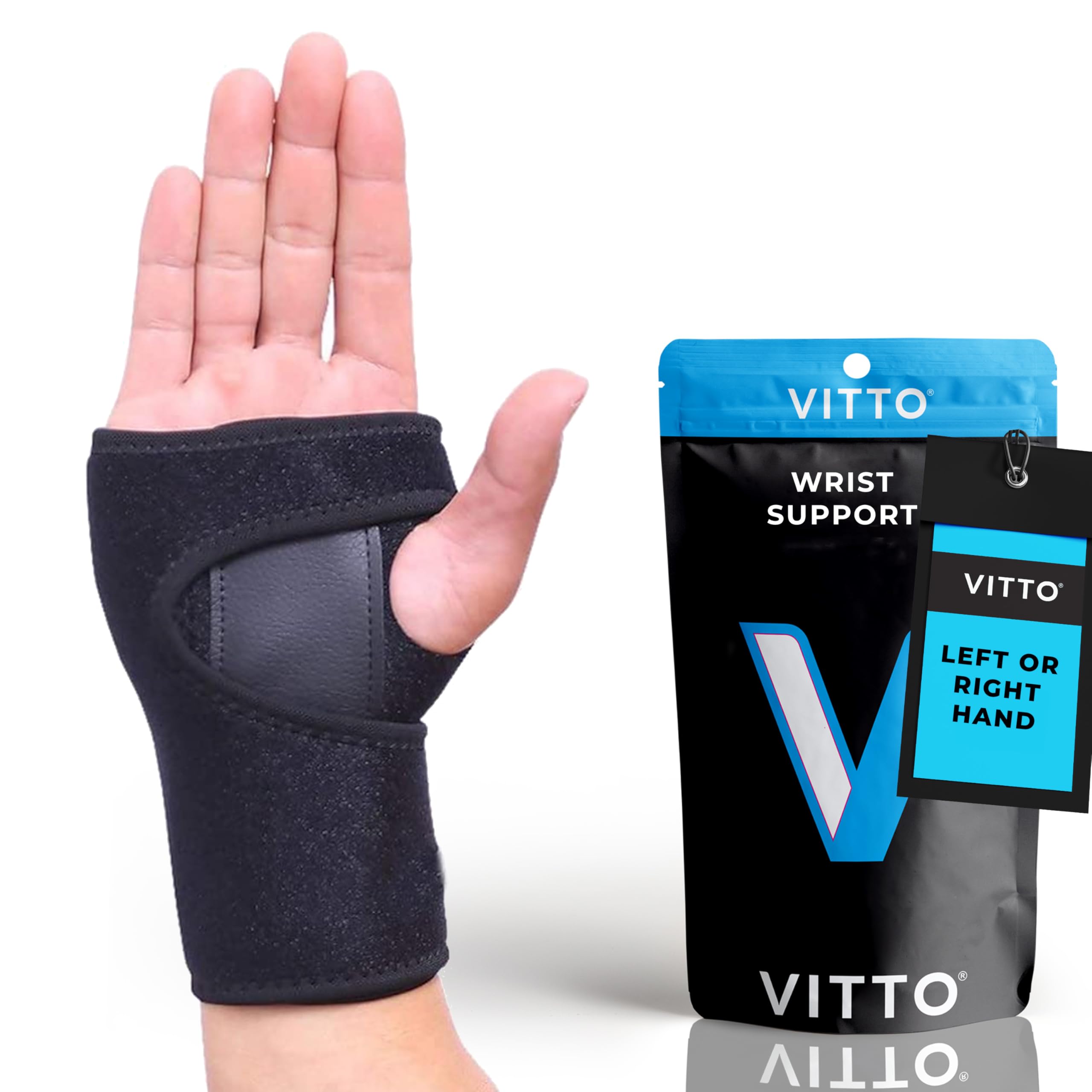 VITTO Wrist Support - Arthritis, RSI, Sprain, Fracture, Carpal Tunnel Wrist Splint w/Adjustable Wrist Straps, Removable Metal Plate - Unisex Wrist Supports for Everyday Use (Right Hand, S-M)