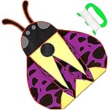 Kite Giant 3D Ladybug Frameless Soft Parafoil Kites for Kids 4-8 and Adults Easy Flyer Kite for Beach Park Garden Playground