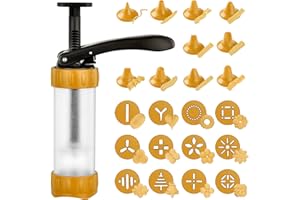 GDL Cookie Press Gun Set - Churro Maker with 12 Discs and 10 Cake Decorating Tips, Cookies Press for Biscuit Churro Making, C