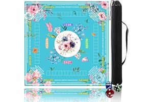 Pittera Mahjong mat for Table with Drawstring Bag/31.5Inch/American Mahjong Table Cloth with Rules mats， Noise Reduction Anti-Slip for Game/Poker/Board Games/Card Games/Dominoes (Green)