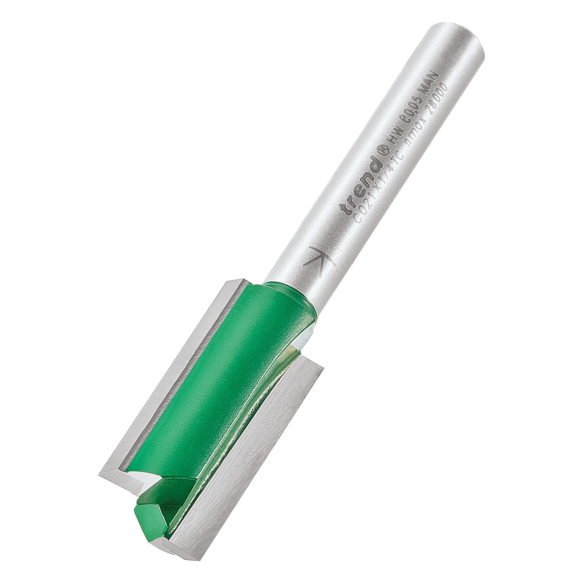 Trend CraftPro Straight Two Flute Router Cutter Bit, 1/4 Inch Shank, 12.7mm Cut Diameter & 25.4mm Cut Length, Tungsten Carbide Tipped, C021X1/4TC