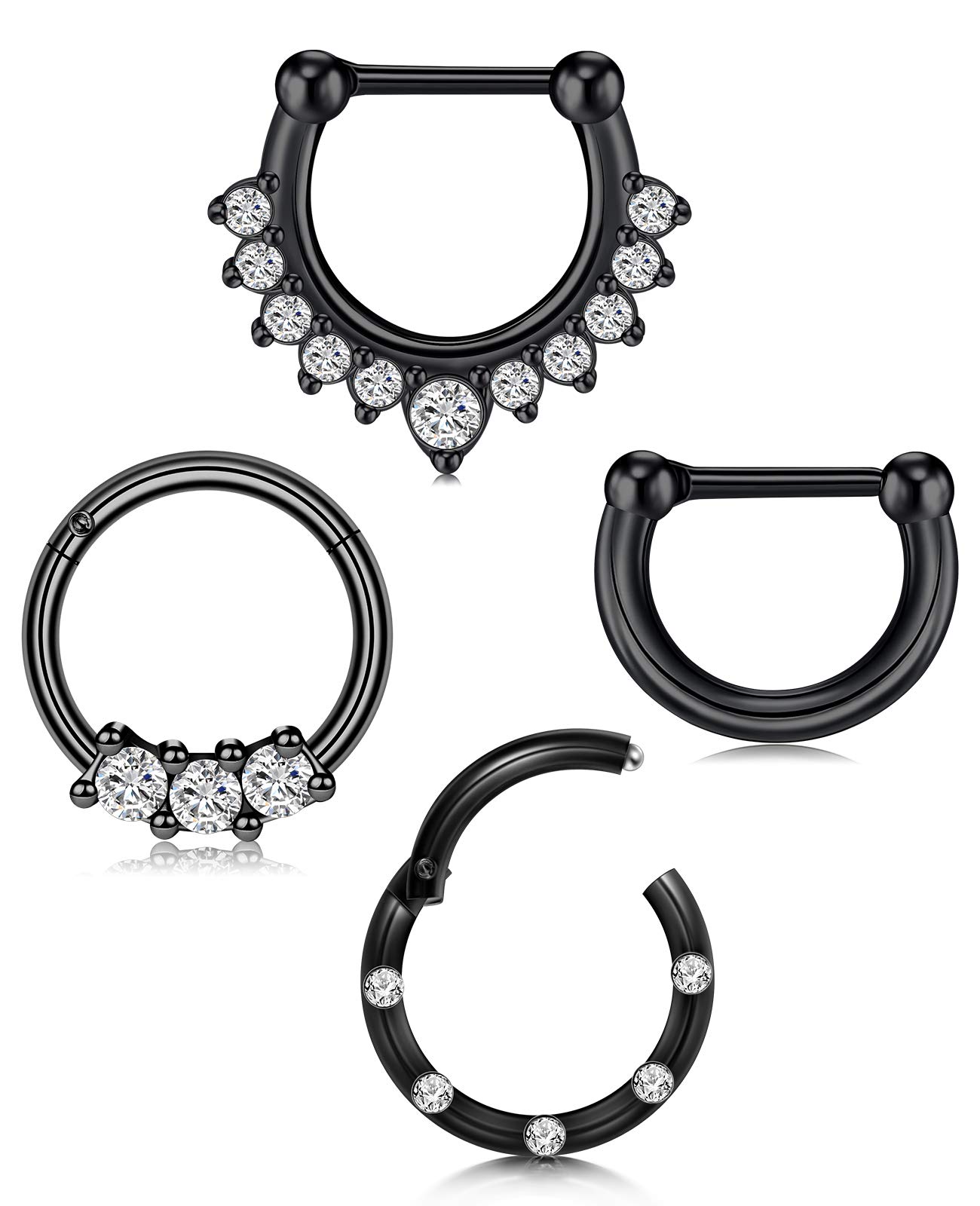 Funseedrr Horseshoe Nose Septum Labret Ring Surgical Steel 16G 8mm 10mm 12mm Hoop Lip Tragus Helix Cartilage Eyebrow Piercing Ring