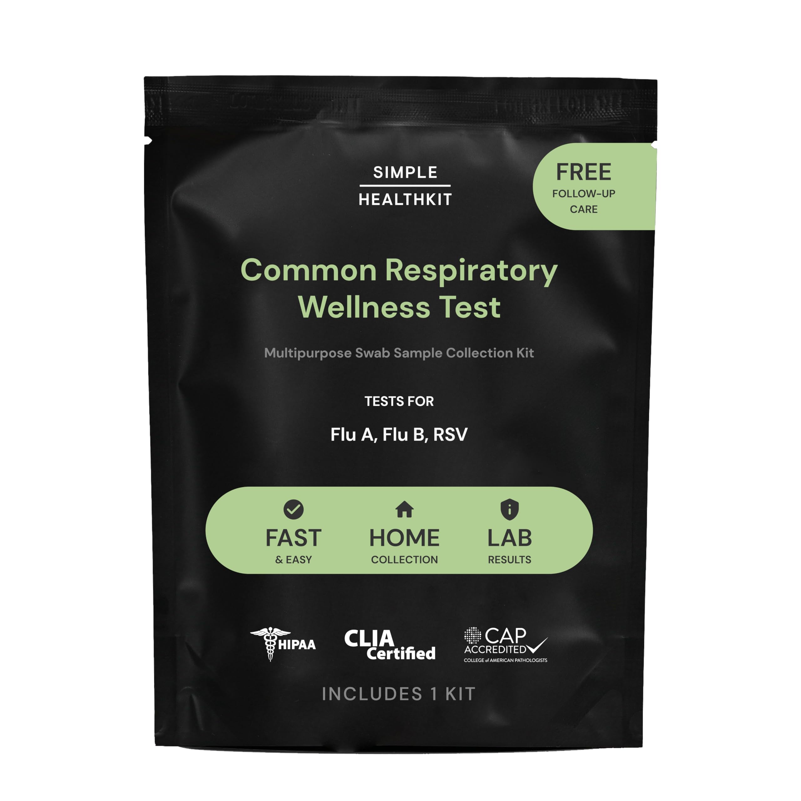 Photo 1 of Simple HealthKit At-Home PCR Test Kit for Common Respiratory Illnesses - Test Kit for Flu A, Flu B & RSV - Free Follow-Up Care & Fast Lab Results